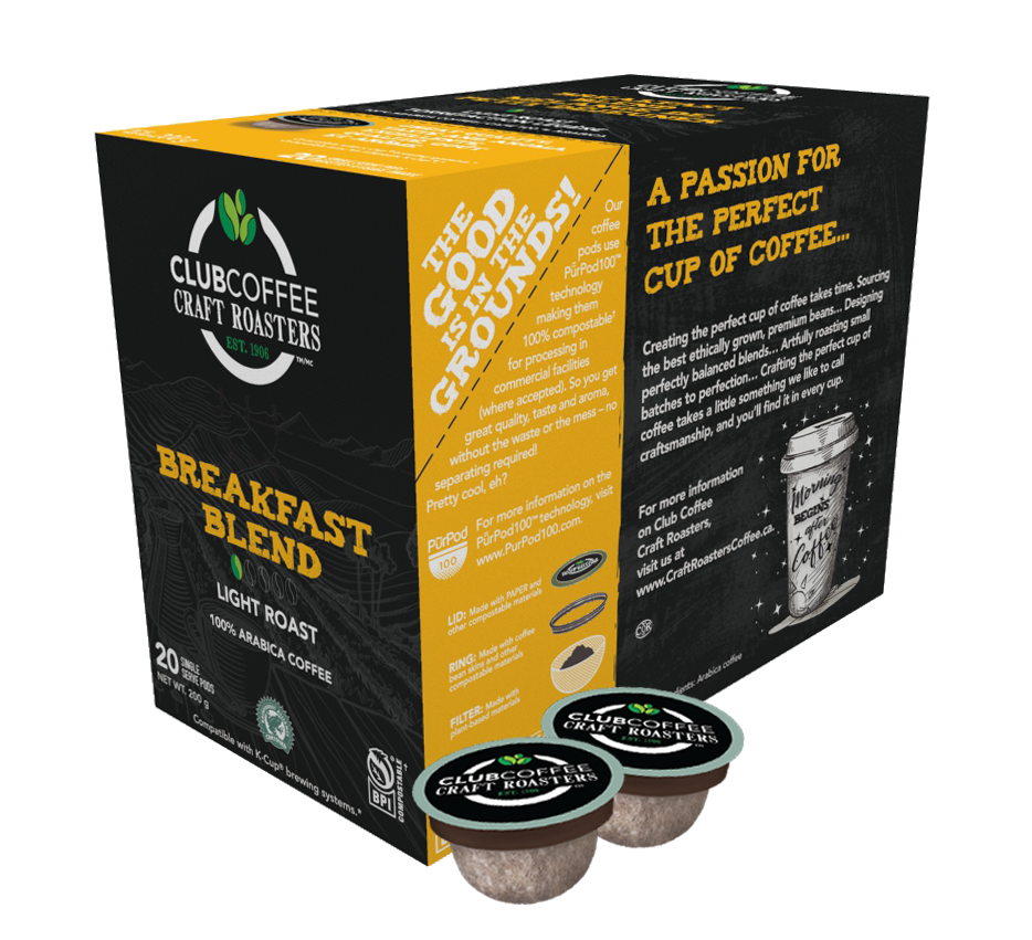 club coffee craft roasters breakfast blend single serve coffee pods