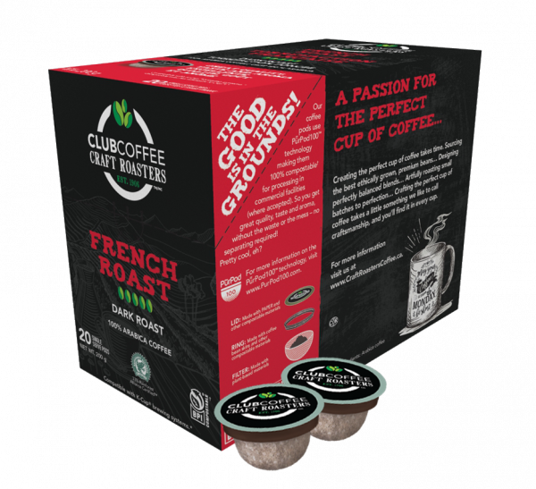 club coffee craft roasters french roast single serve coffee pods