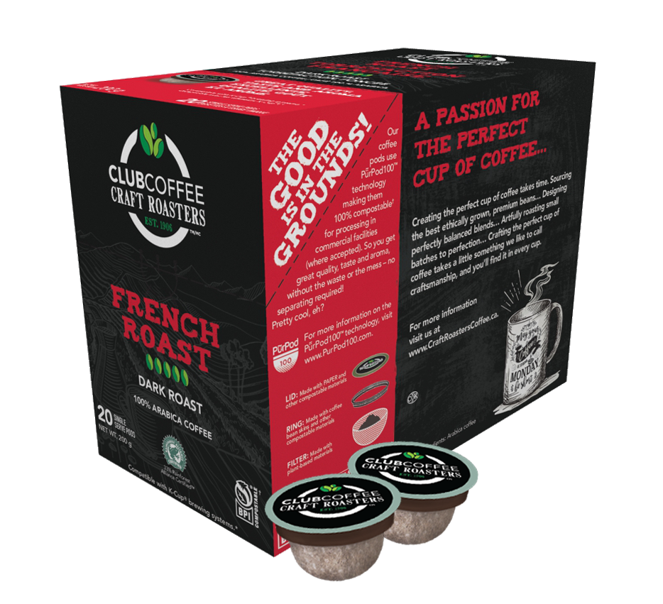 club coffee craft roasters french roast single serve coffee pods